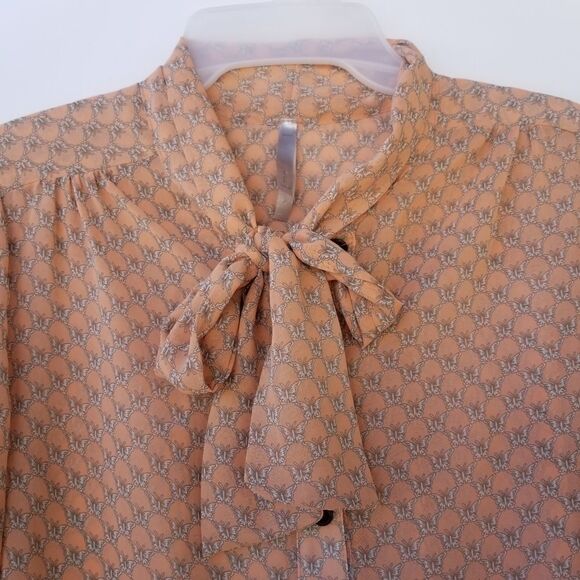 Mona B Long Sleeve Blouse With Tie. - Picture 2 of 14